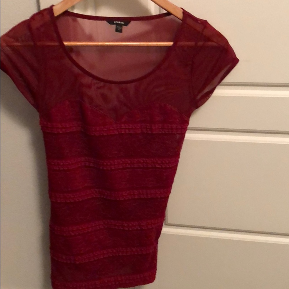 Short sleeve mesh blouse made by Guess